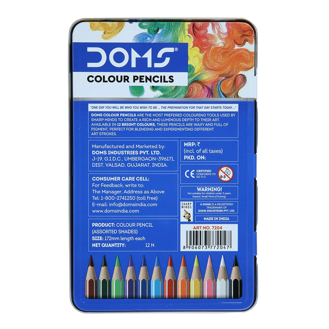 AM5038 Doms 12 Shades Super Soft Color Pencils Flat Tin Box , 7204 - Image 7