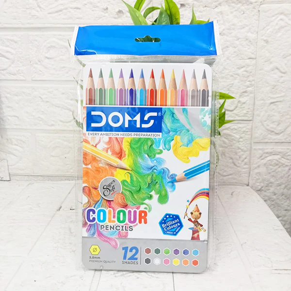 AM5038 Doms 12 Shades Super Soft Color Pencils Flat Tin Box , 7204 - Image 8