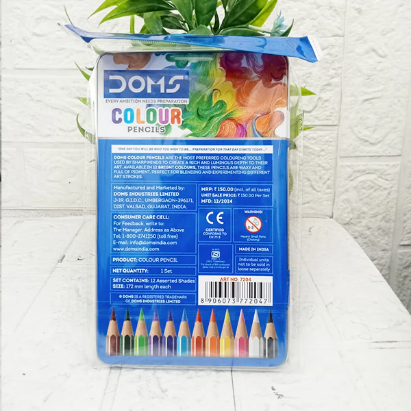 AM5038 Doms 12 Shades Super Soft Color Pencils Flat Tin Box , 7204 - Image 9