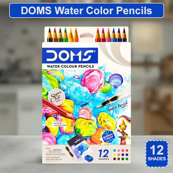 AM5041 Doms Super Soft Hexagonal Pre-Sharpened Water Soluble Colour Pencils 12 Shades 8392 - Image 2