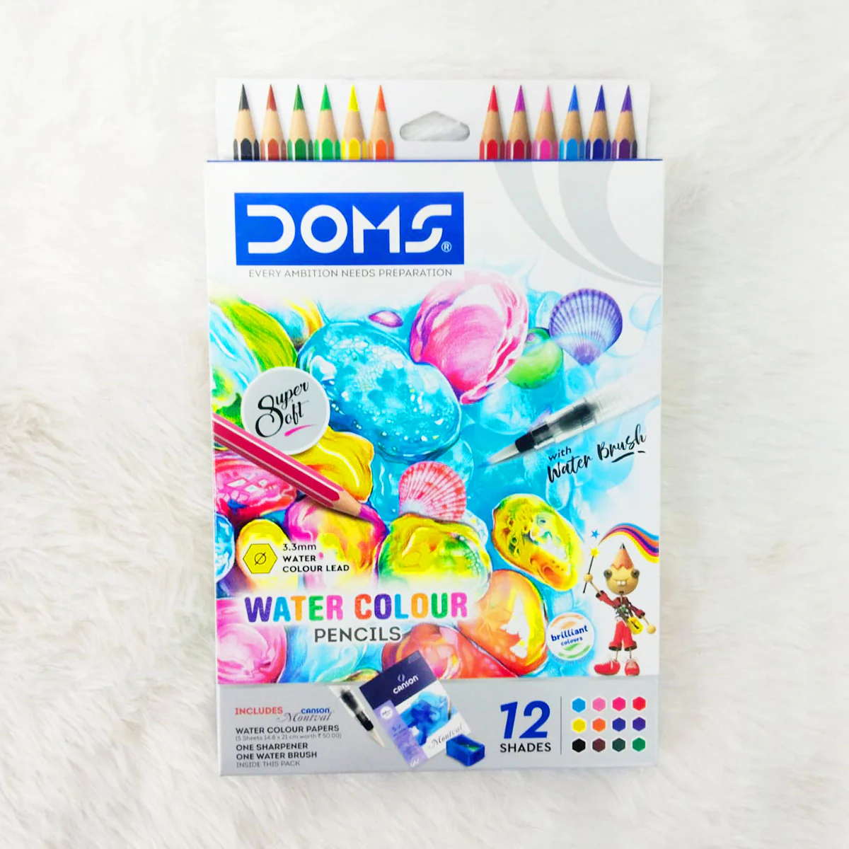 AM5041 Doms Super Soft Hexagonal Pre-Sharpened Water Soluble Colour Pencils 12 Shades 8392 - Image 8