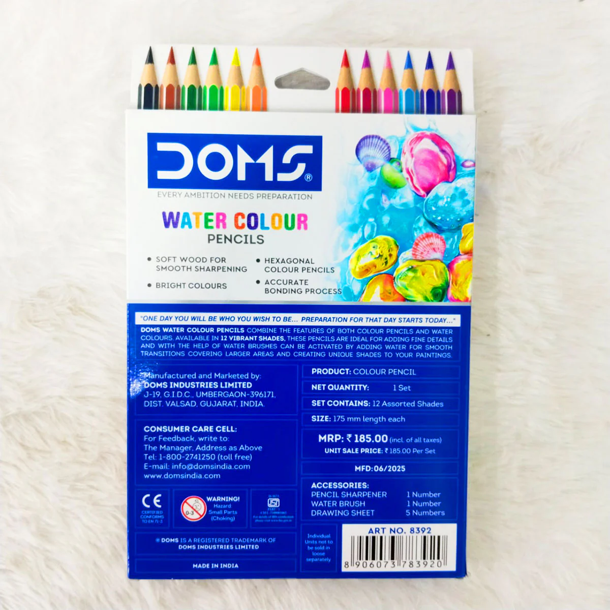 AM5041 Doms Super Soft Hexagonal Pre-Sharpened Water Soluble Colour Pencils 12 Shades 8392 - Image 9