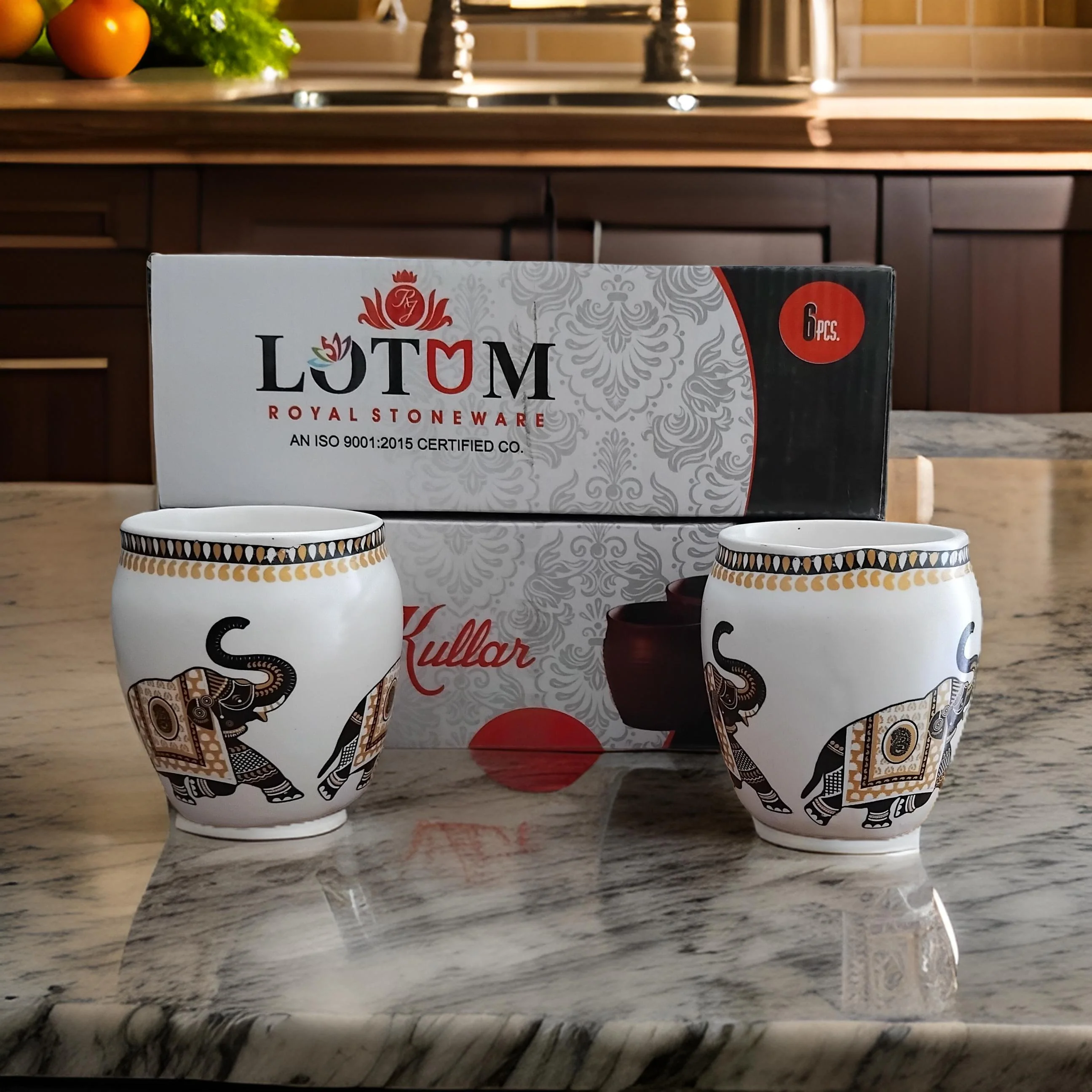 AM3042 Lotum Royal Stoneware Exclusive Kulhar Mix Design Handcrafted Ceramic 6 Piece - Image 3