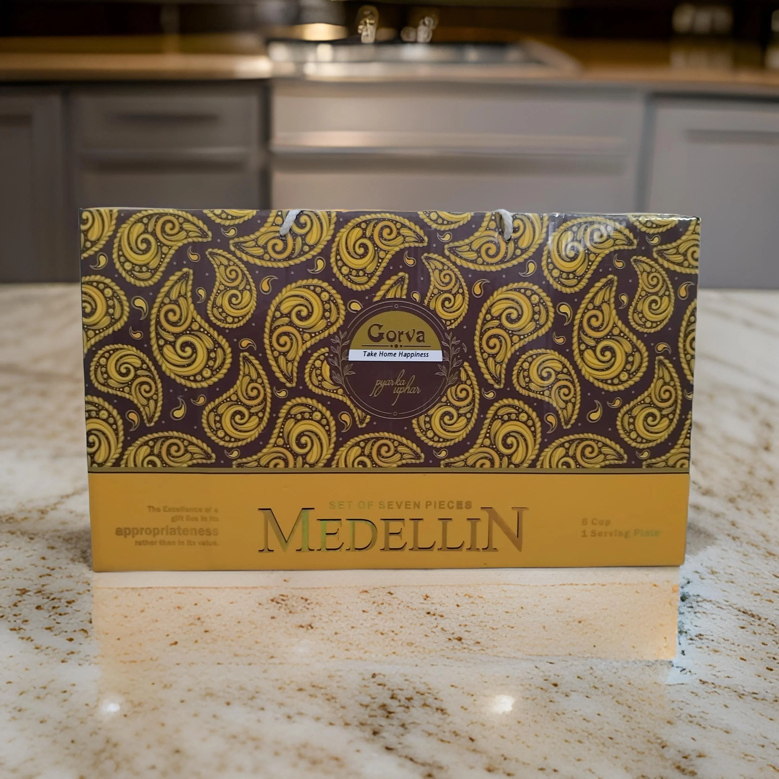AM3073 Medellin 6 Piece Ceramic Tea/Coffee Cup With Plastic 1 Piece Serving Plate 7 Piece - Image 3