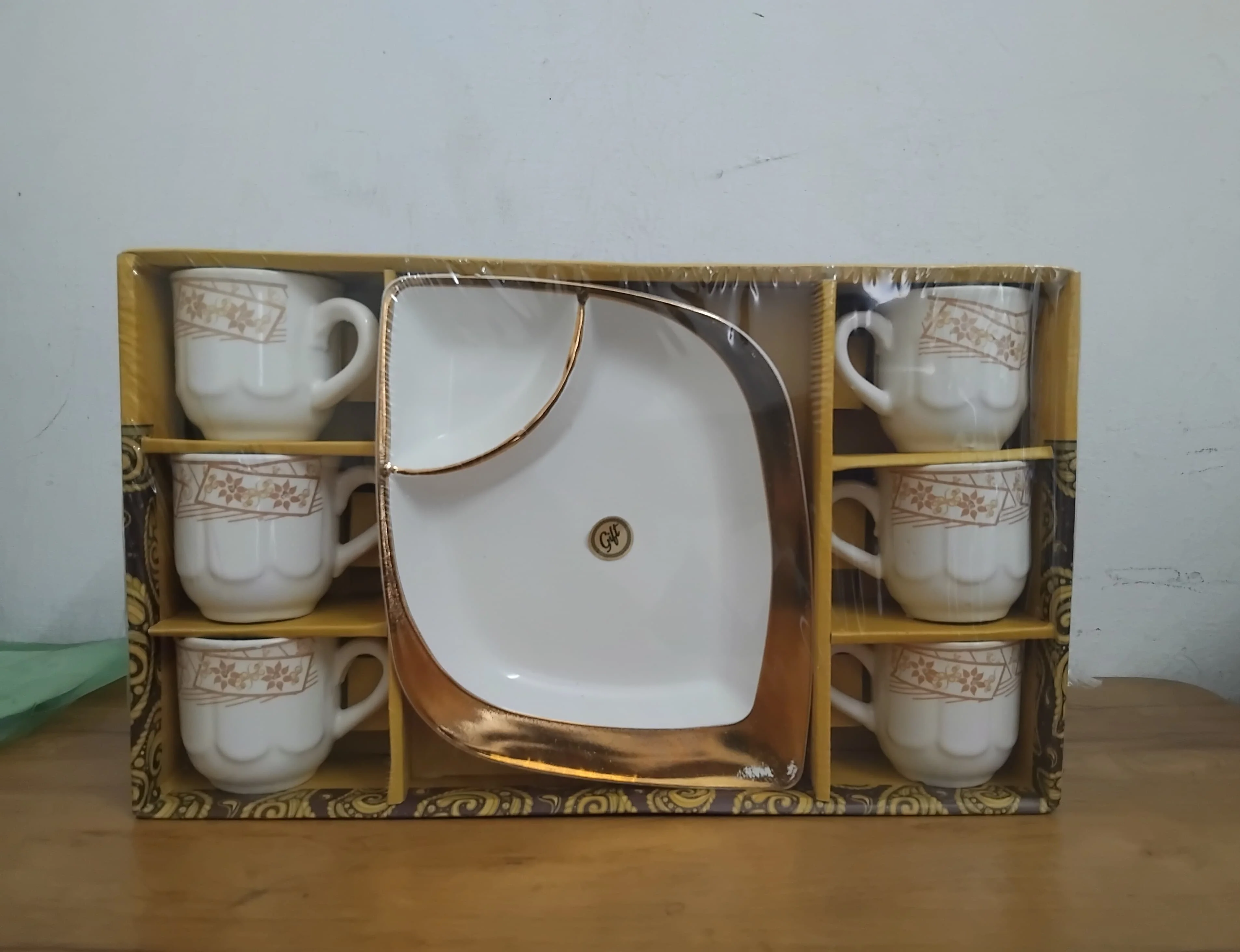 AM3073 Medellin 6 Piece Ceramic Tea/Coffee Cup With Plastic 1 Piece Serving Plate 7 Piece - Image 5