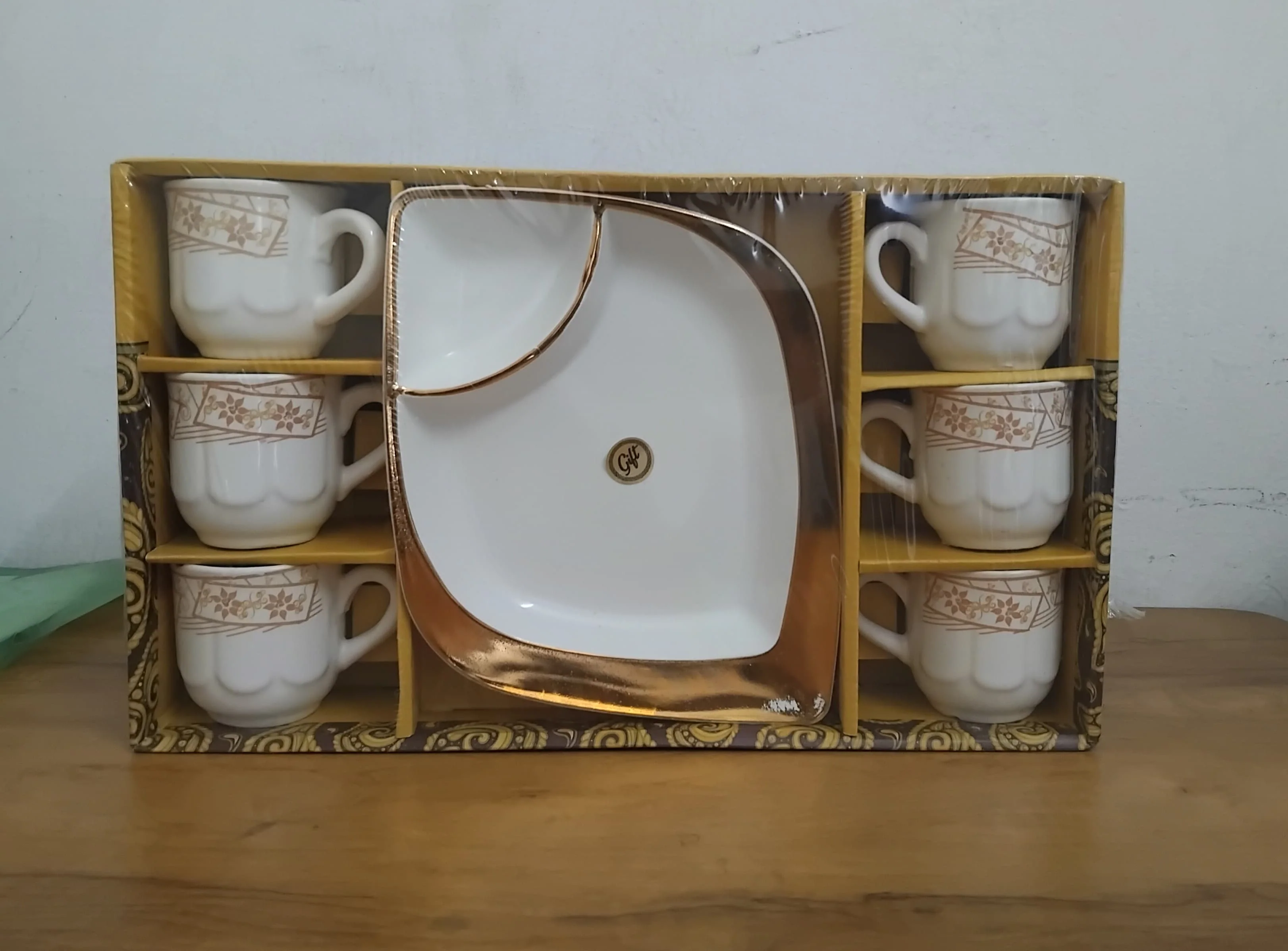 AM3073 Medellin 6 Piece Ceramic Tea/Coffee Cup With Plastic 1 Piece Serving Plate 7 Piece - Image 6