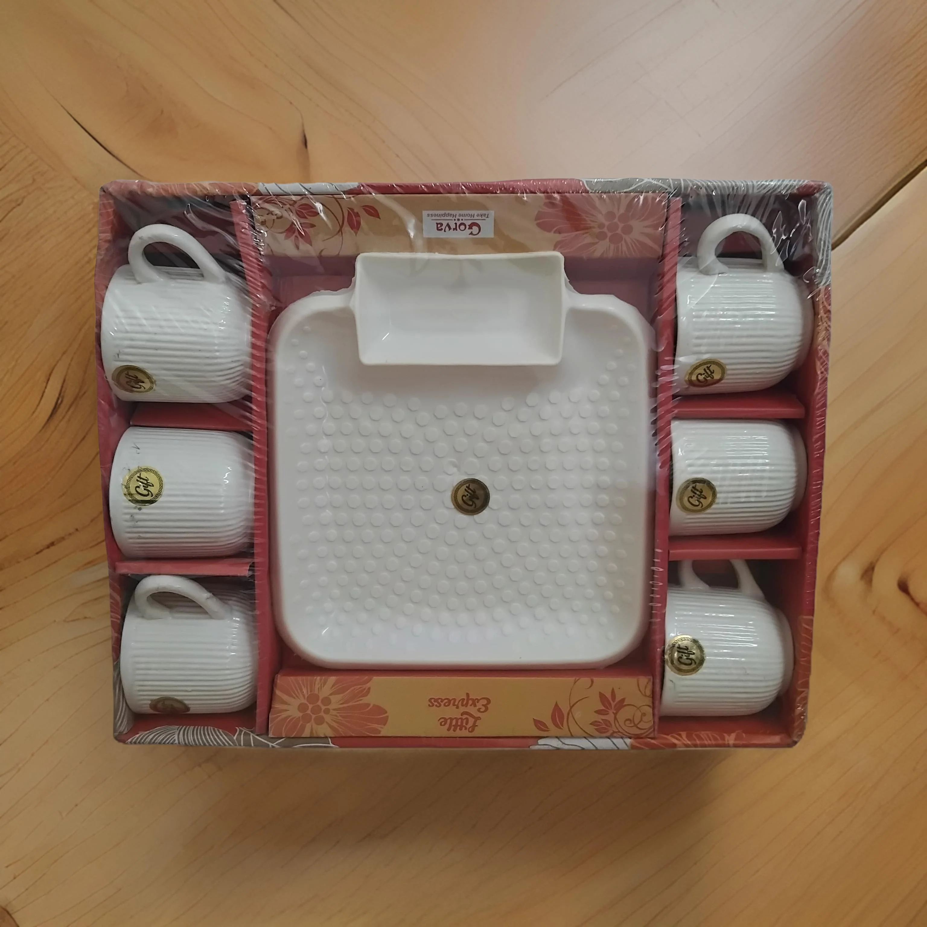 AM3077 Little Express 6 Piece Ceramic Tea/Coffee Cup With Plastic 1 Piece Snacks Tray 7 Piece (Copy) - Image 2