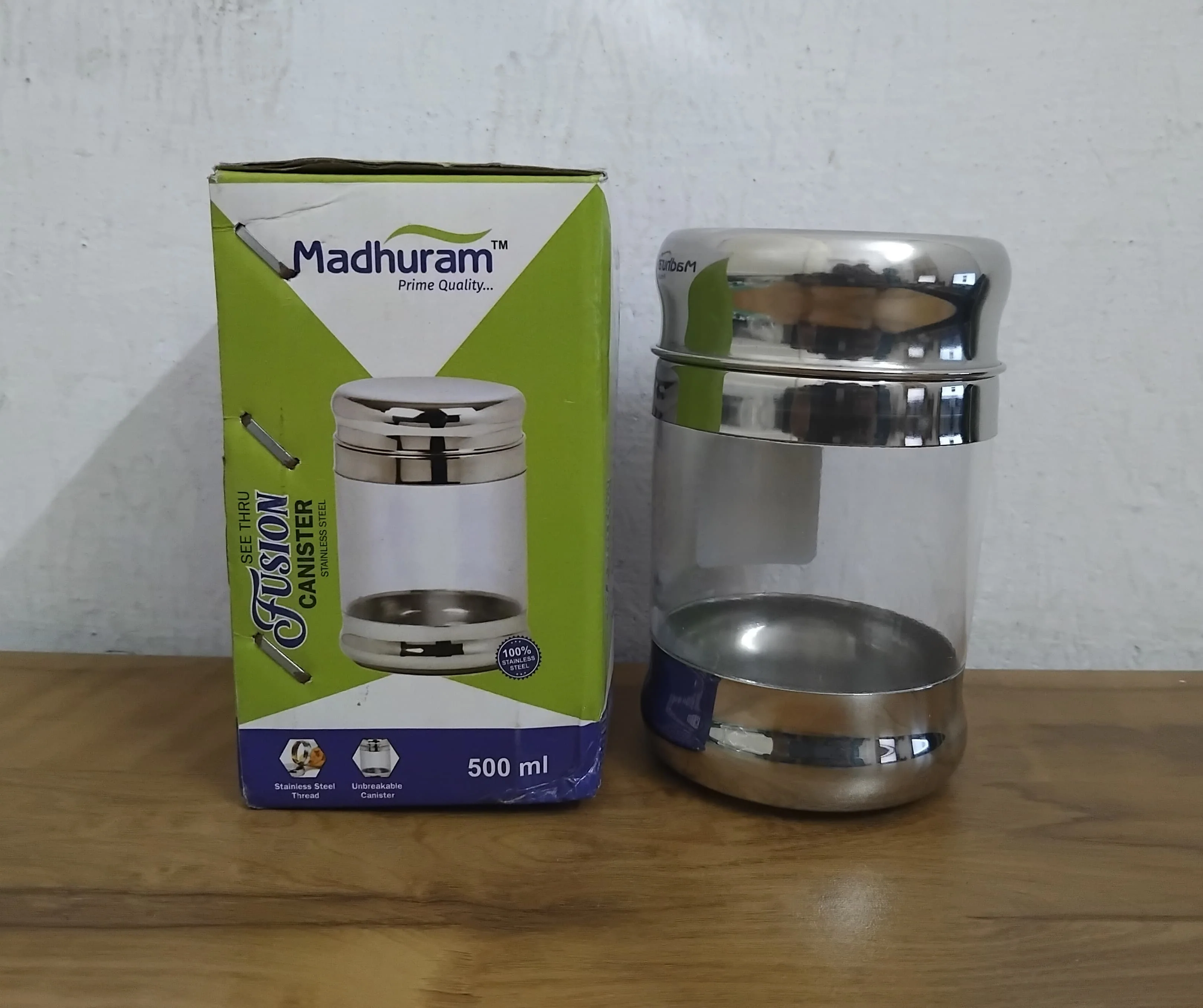 AM3081 Madhuram Prime Quality Fusion Canister 500ml Stainless Steel 1 Piece - Image 6