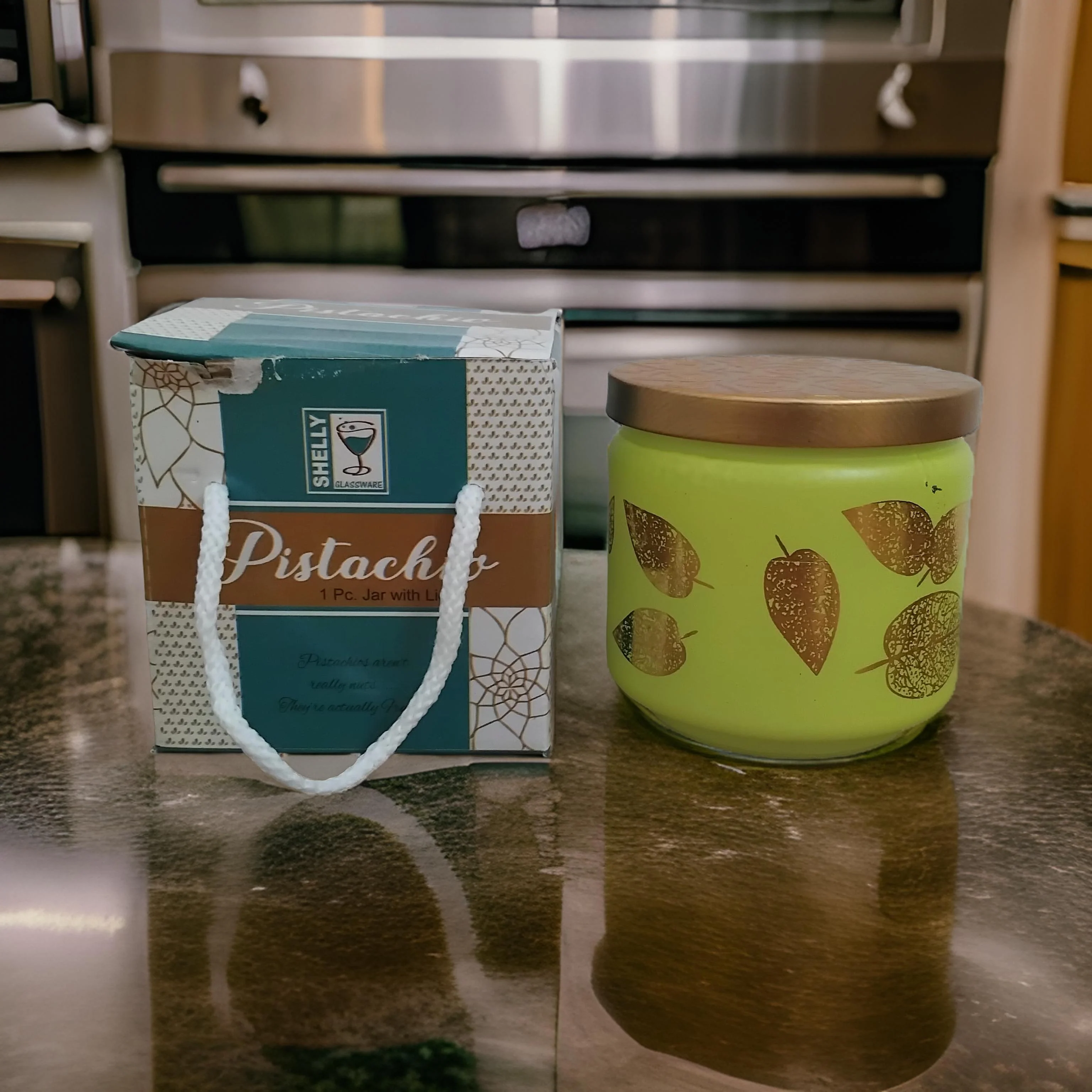 AM3095 Pistachio Jar Glassware Airtight Round Printed Glass Jar With Lid 1 Piece - Image 2