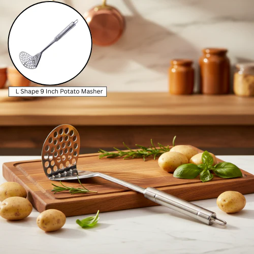 AM3131 L Shape 9 Inch Potato Masher Premium Stainless Steel