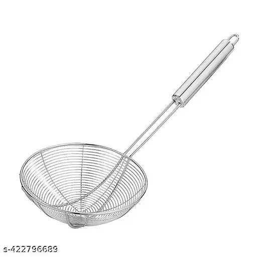 AM3256 16CM Heavy Duty Stainless Steel Strainer Deep Fry Jhara for Frying 1 Piece - Image 3