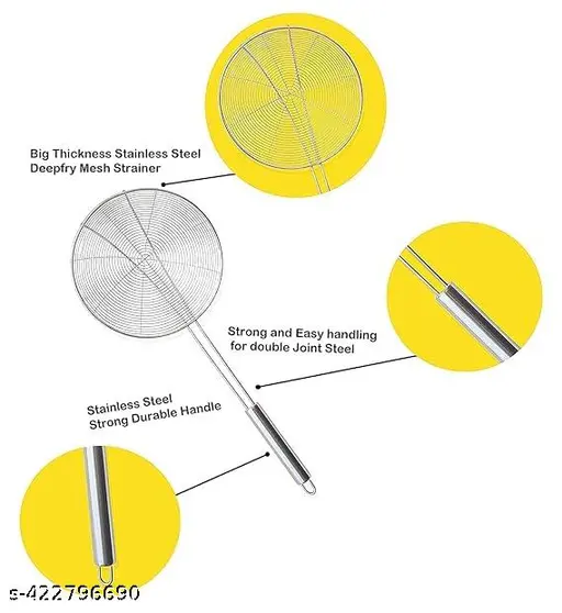 AM3256 16CM Heavy Duty Stainless Steel Strainer Deep Fry Jhara for Frying 1 Piece - Image 6