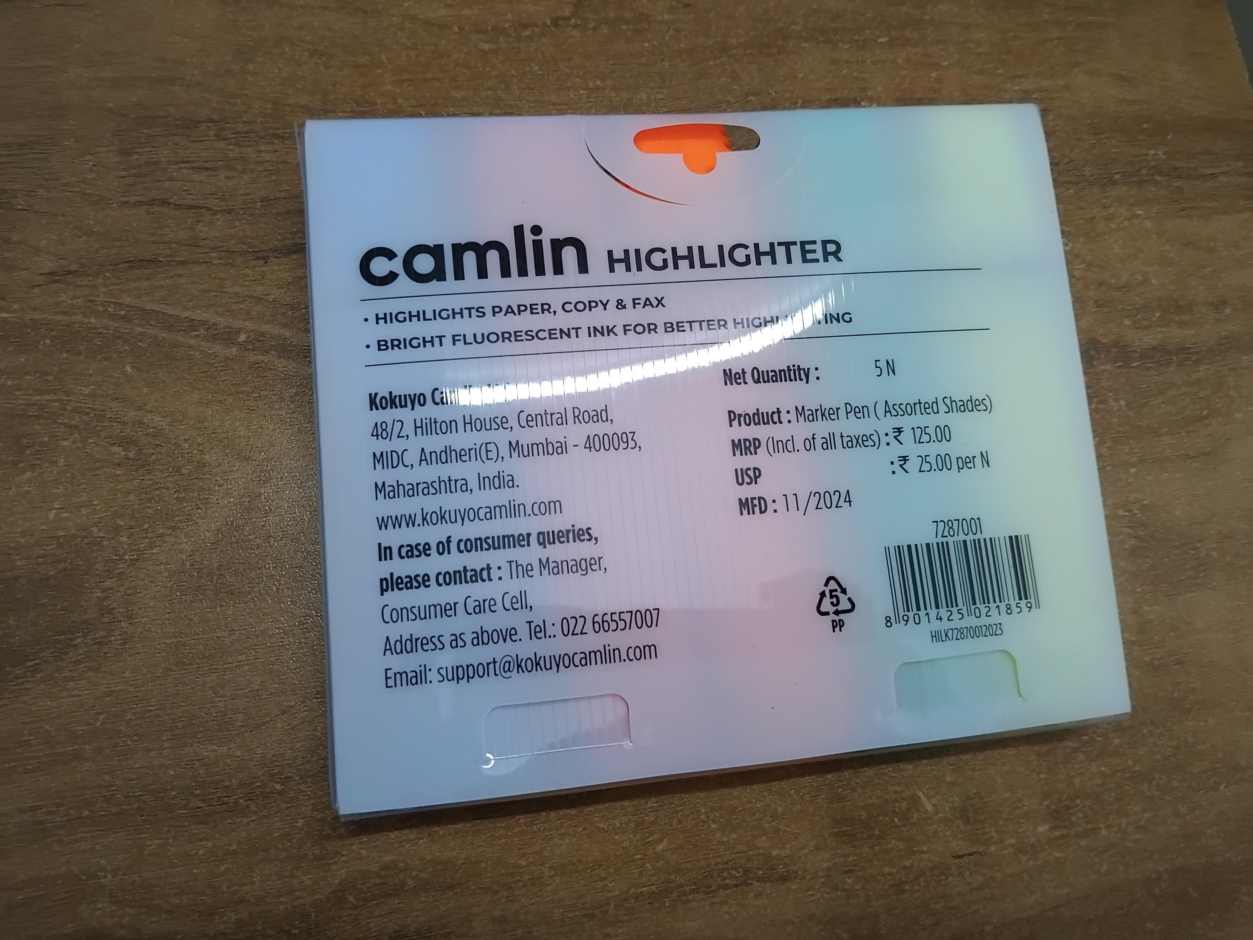 AM3295 Camlin Highlighter For smoother and better highlighting 5pcs set - Image 9