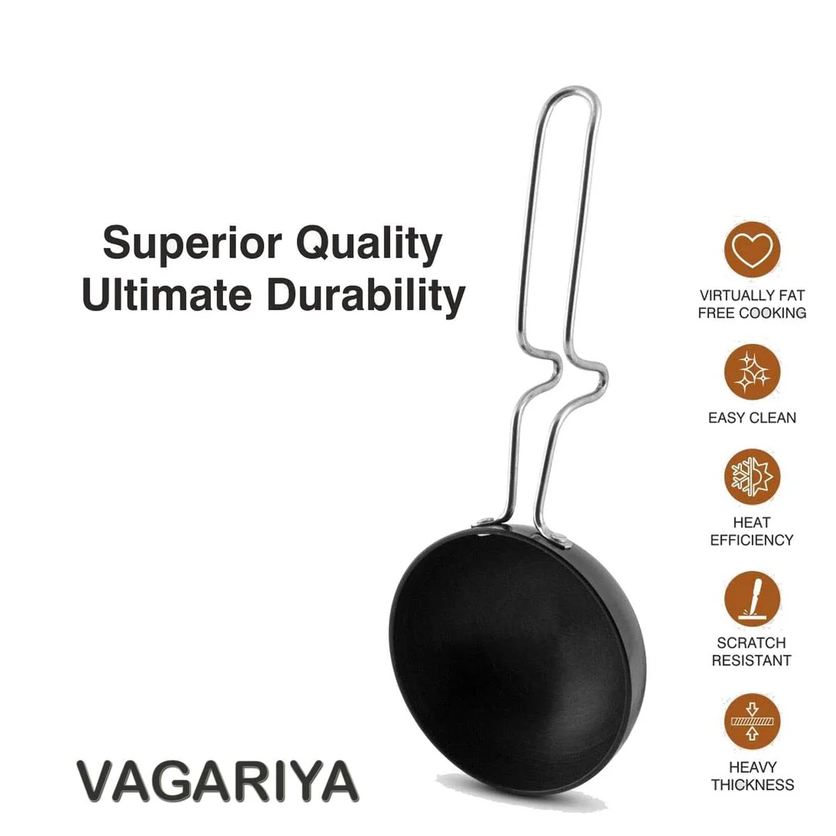 AM3581 SS Tadka Pan Gas StoveTop Compatible For Kitchen Size 10cm - Image 6