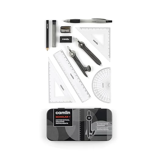 AM3300 Camlin Scholar Plus Mathematical Drawing Instruments Geometry Box Black - Image 2