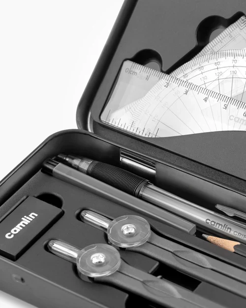 AM3300 Camlin Scholar Plus Mathematical Drawing Instruments Geometry Box Black - Image 3
