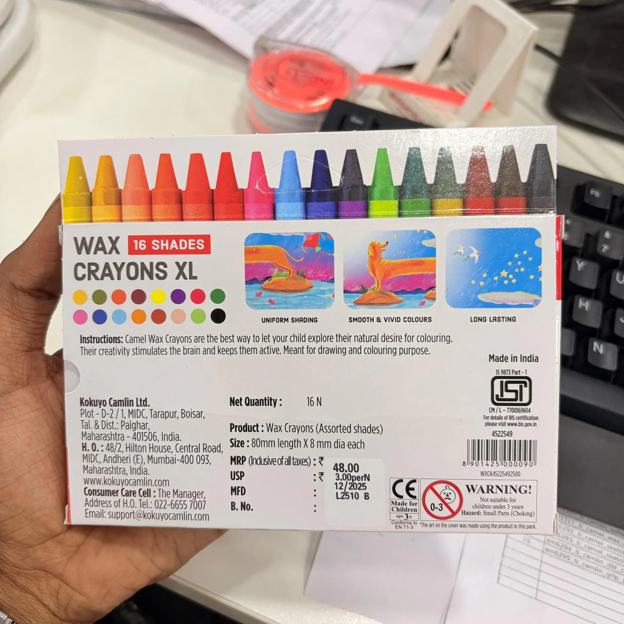 AM3311 Camel Wax Crayons Extra Long 16 shades - Image 6