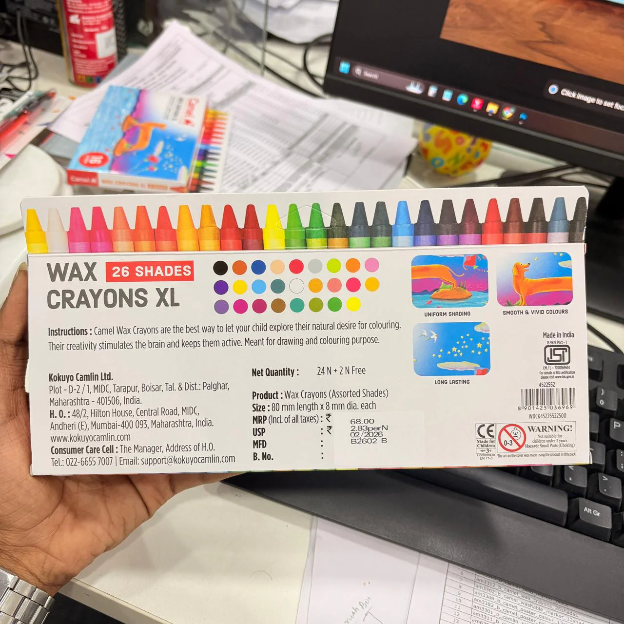 AM3312 Camel Wax Crayons Extra Long 26 Shades - Image 7