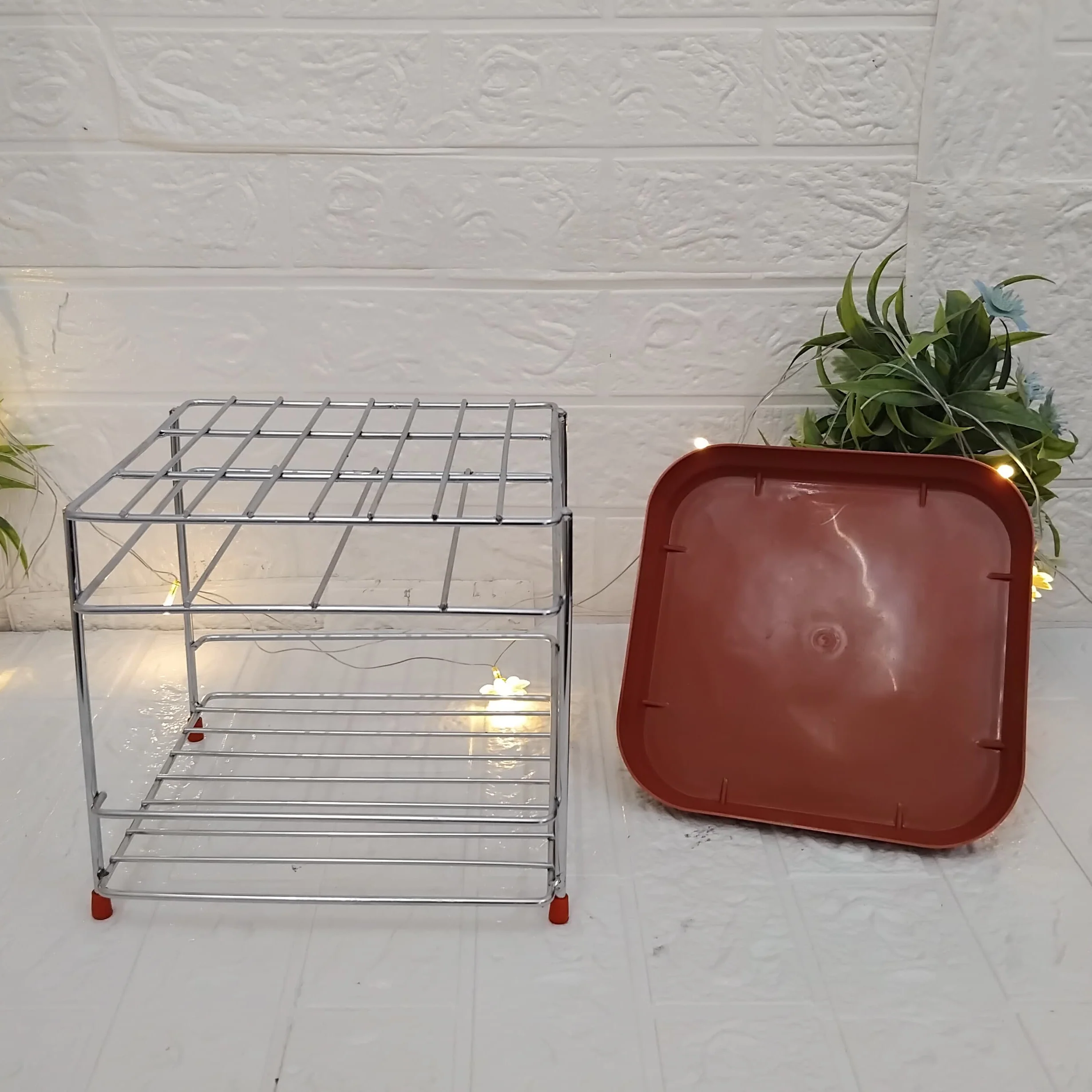 AM3366 Stainless Steel Square Matka stand with tray Durable pot Stand - Image 2