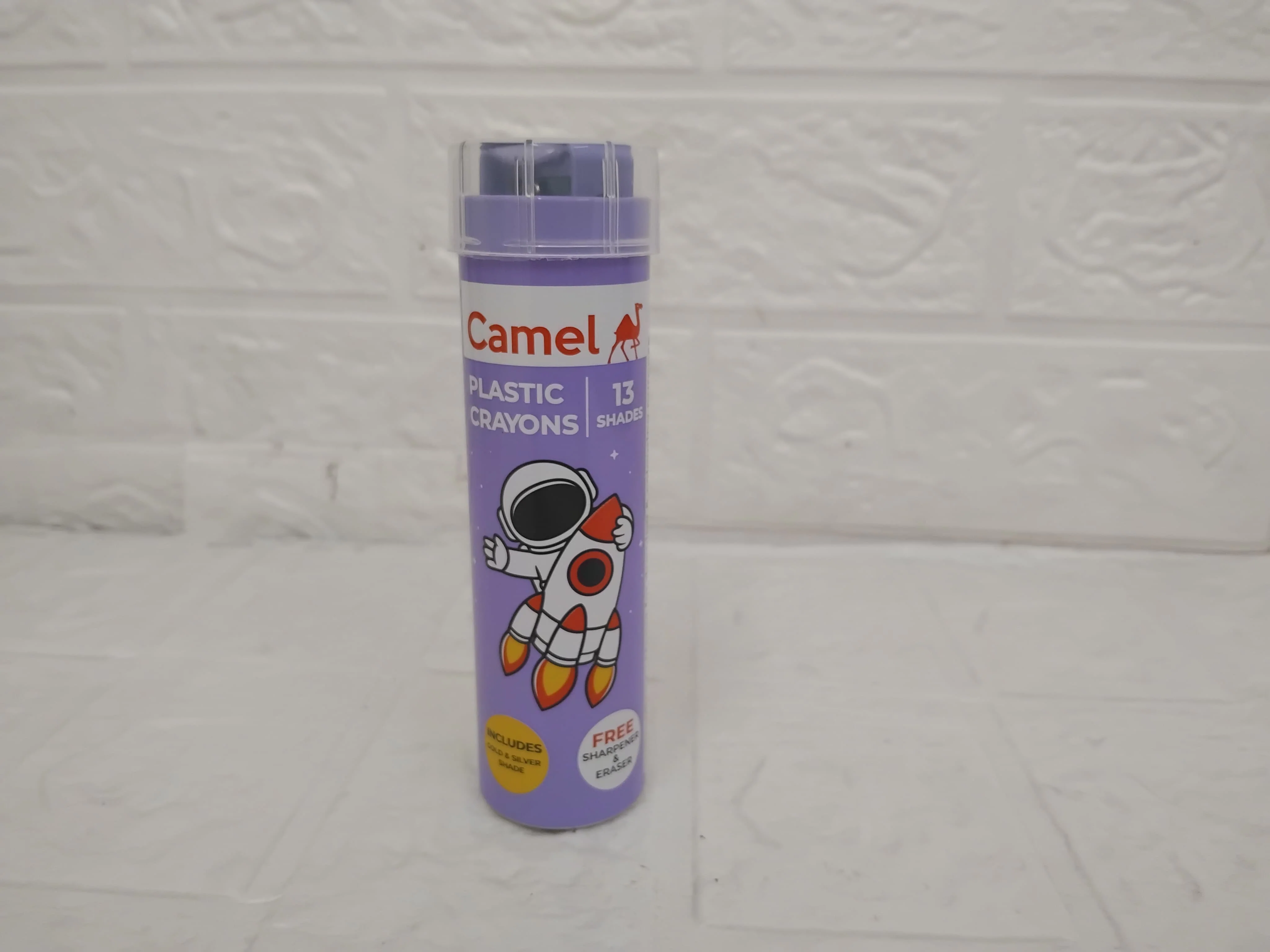 AM3388 Camel Plastic Crayons 13 Shades, Sharpener & Eraser Assorted - Image 5