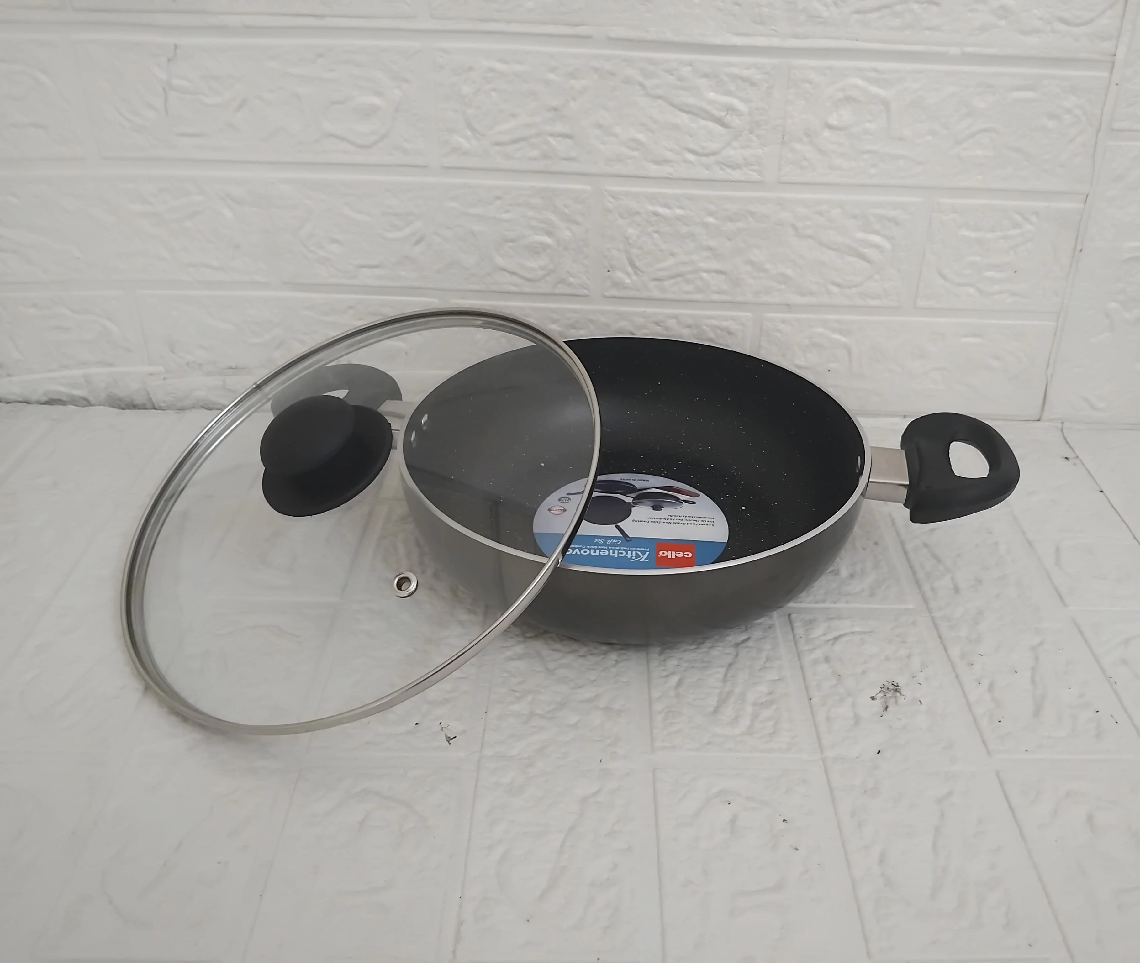 AM3408 Cello Kitchenova Kadai With Glass Lid 24cm 240mm Non-Stick 1 Pcs - Image 3