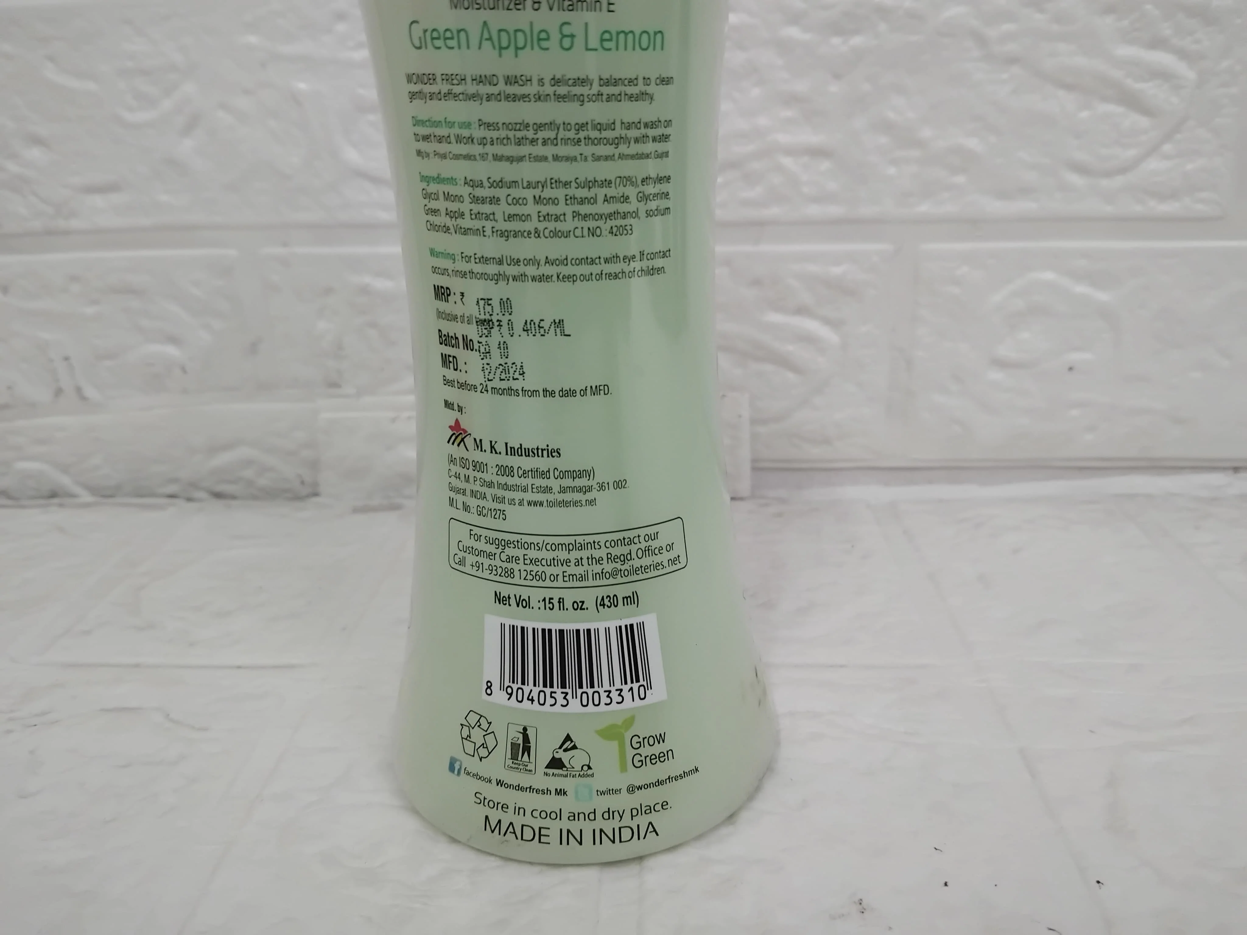 AM3500 Wonder Fresh Mix Flavored Handwash 430ml Bottle with Pump - Image 6