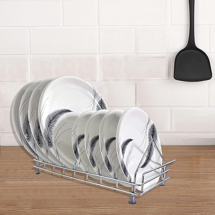 AM3524 SS Plate Stand With Handle NO.10 Kitchen Rack Organizer For Home - Image 2
