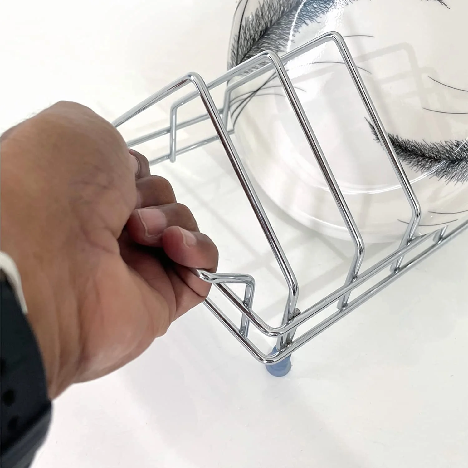 AM3524 SS Plate Stand With Handle NO.10 Kitchen Rack Organizer For Home - Image 5