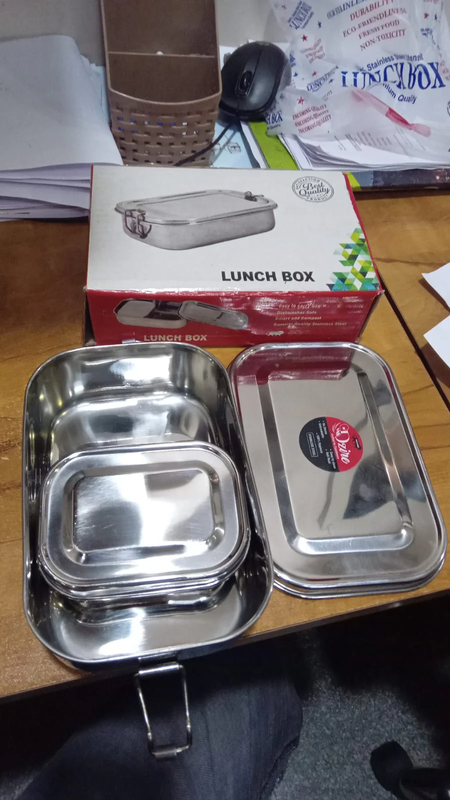 AM3555 Stainless Steel School Carrier Breakfast Food Lunch Box for Kids Officer Student - Image 8