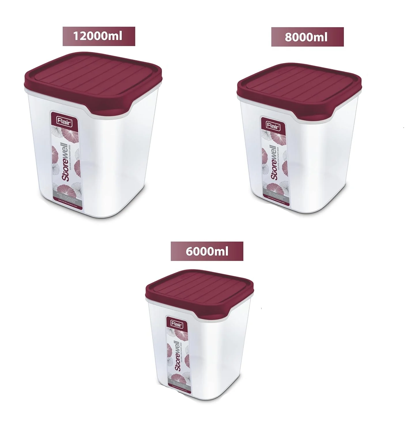 AM3653 Flair Storewell Square Storage Containers 6,8,12 ml Set of 3 - Image 2