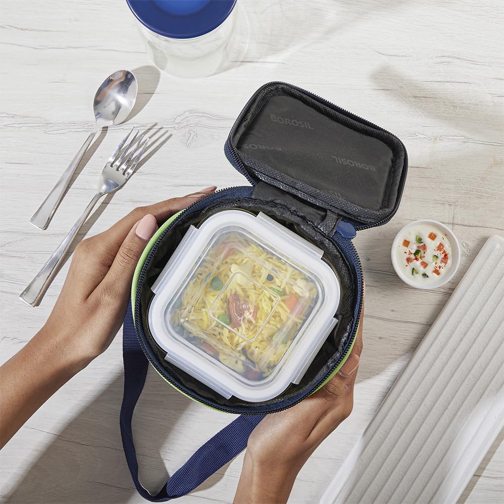 AM3694 Borosil Square 320ml Microwavable Glass Lunch Box Set Of 3 - Image 3