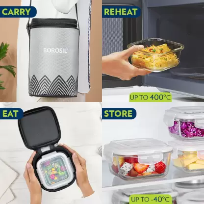 AM3695 Borosil Round 400ml Microwavable Lunch Box Set Of 3 - Image 13