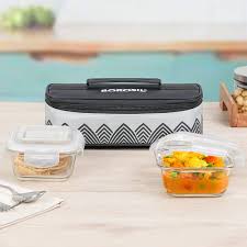 AM3697 Borosil Square 320ml Lunchbox with Bag Set of 2 - Image 9