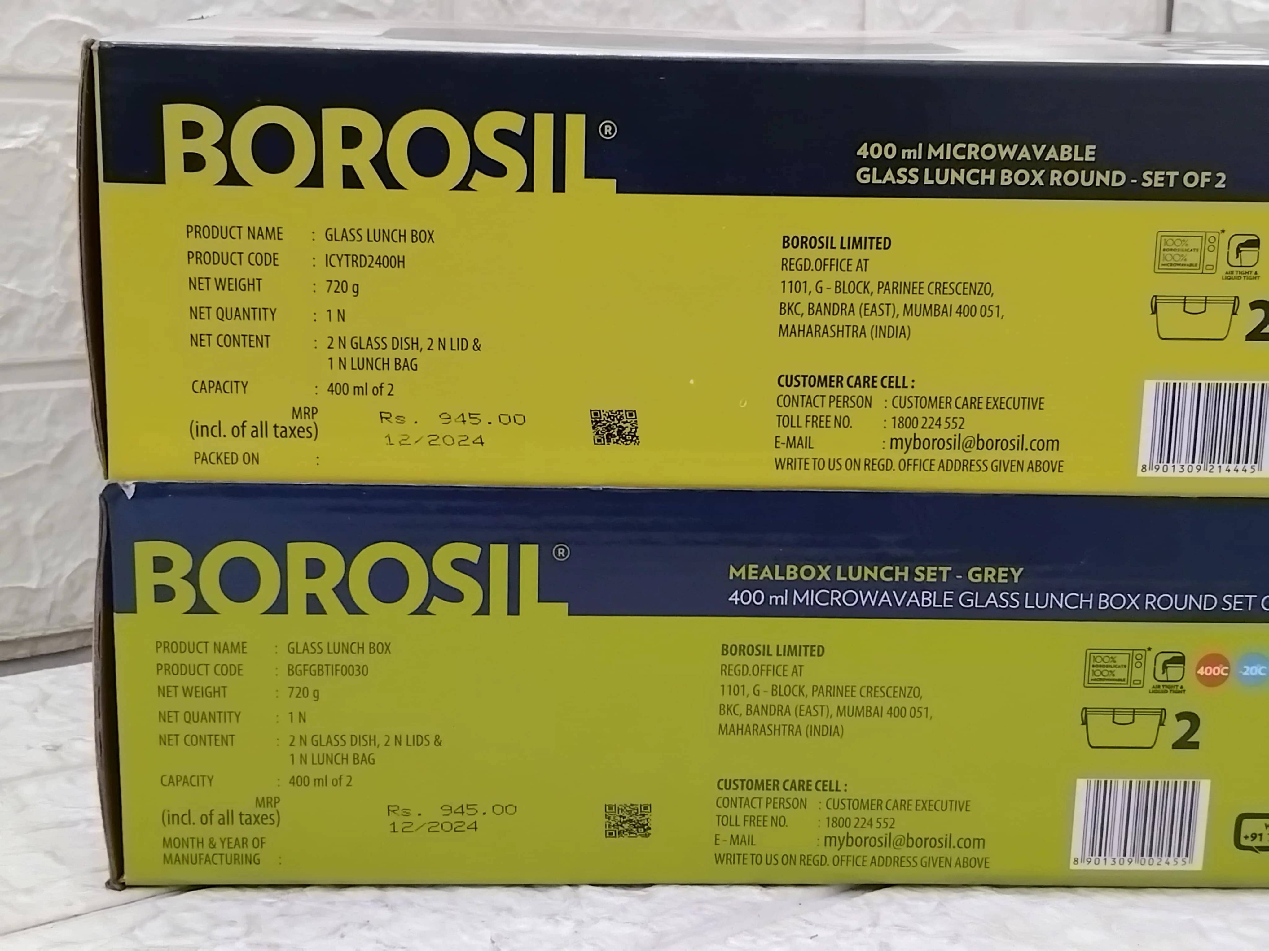 AM3699 Borosil Round 400ml Glass Lunchbox with Bag Set of 2 - Image 17