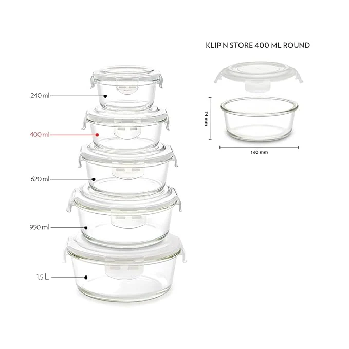 AM3702 Borosil Round 400ml Glass Storage Container For Kitchen 1 Pcs - ICYGCHRS400 - Image 7