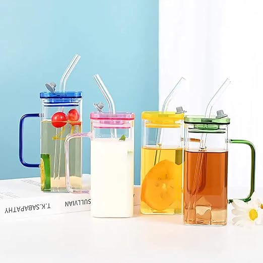 AM3720 Glass Mug Sipper Tumbler with Lid and Silicon Straw - Image 4
