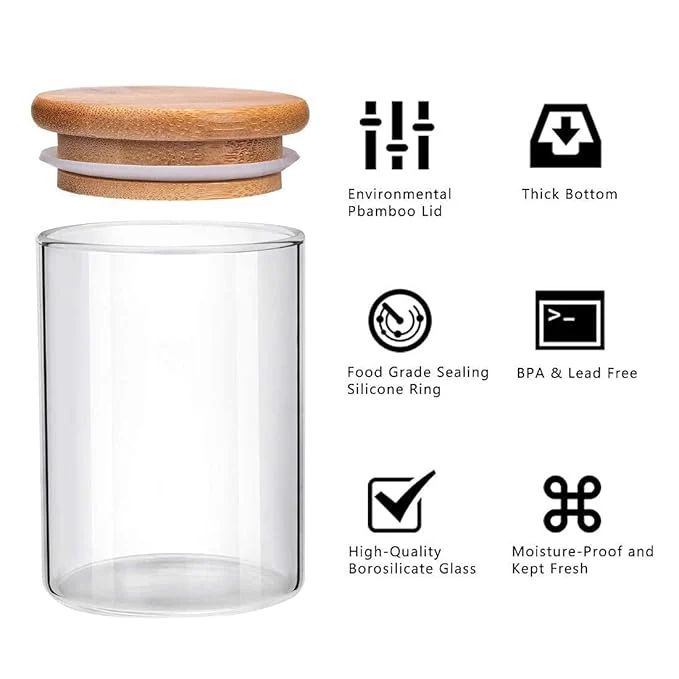 AM3727 Borosilicate Round Containers With Airtight Bamboo Wooden Lids (SMBJ05320L3) - Image 7