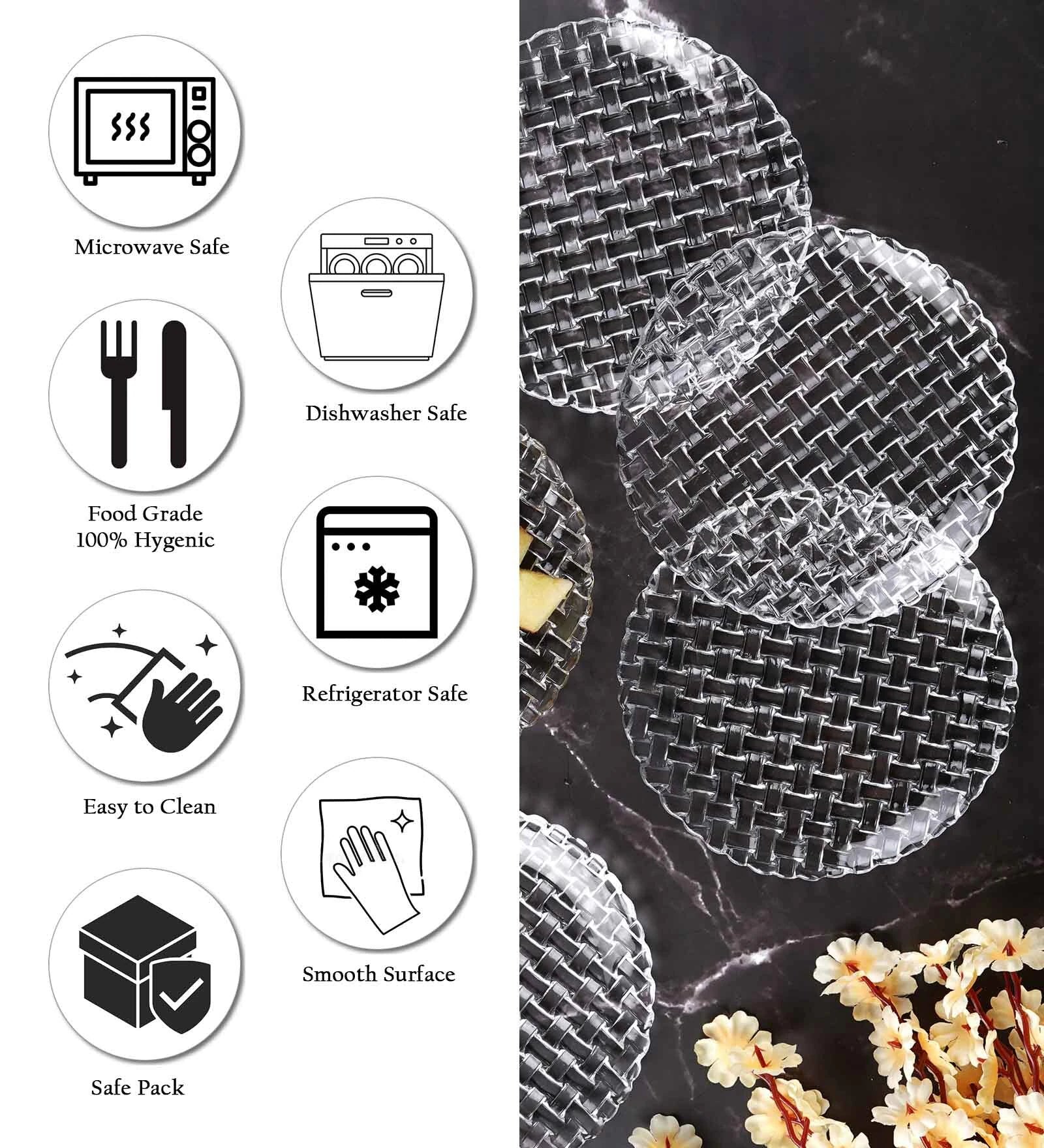 AM3732 The Precious Series Glass Snack Plate 6 Pcs  (SMP011) - Image 5