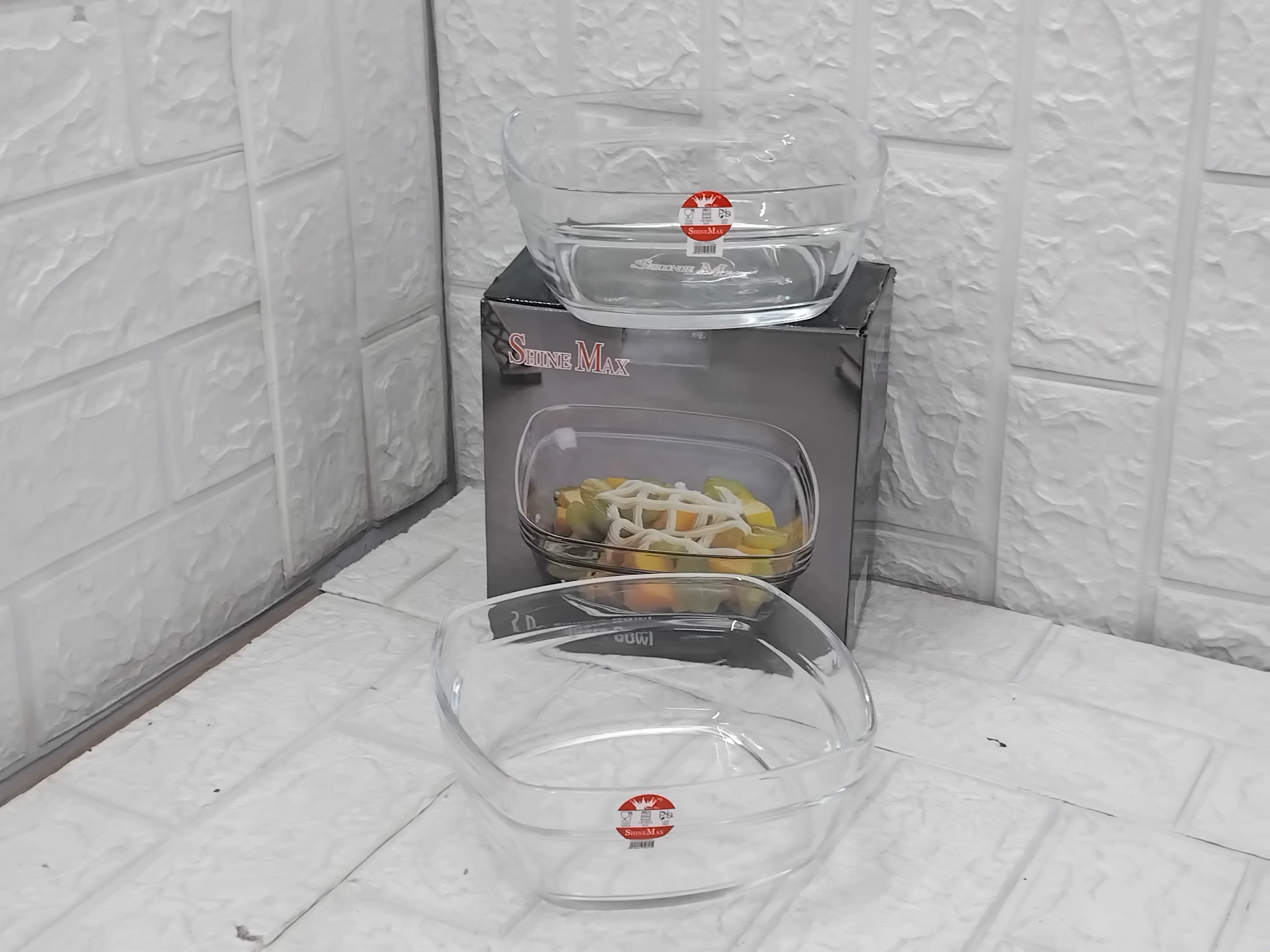 AM3737 Shine Max The Precious Series Square 1150ml Glass Bowl Set of 2 (SMB2015)-LXW132-4 - Image 8