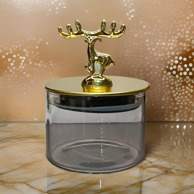 AM3752 Shine Max Glass Storage Jars with Golden Deer Lid 500ml 1 Pcs (SMBJ2001L1) - Image 2