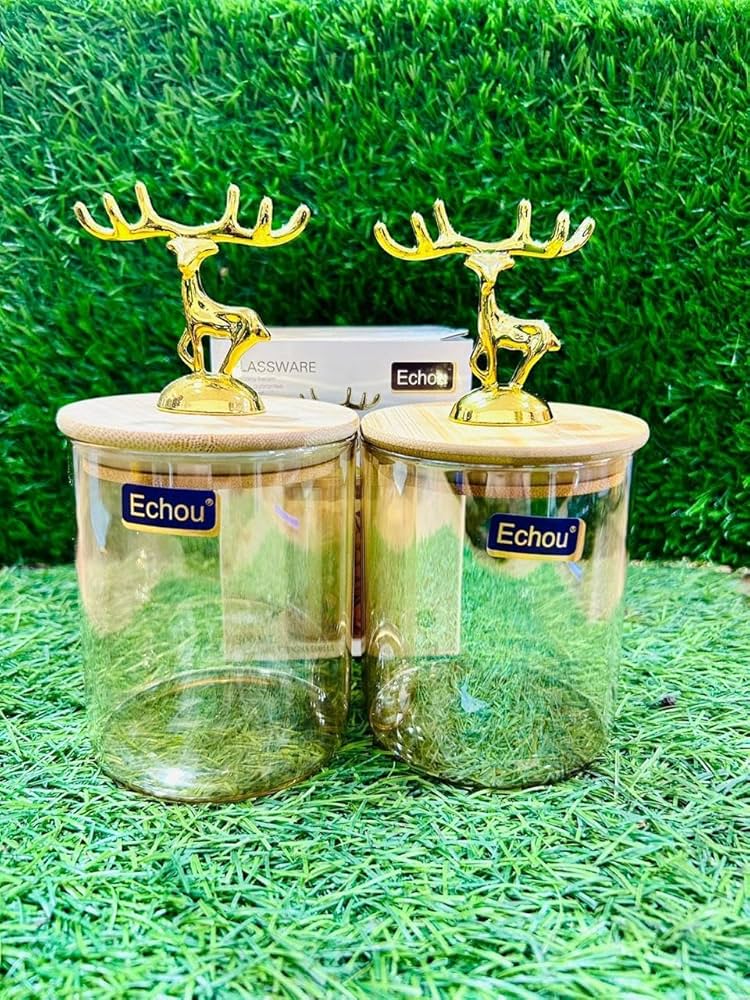 AM3753 Shine Max Glass Jar with Airtight Bamboo Deer Lid 830ml 1 Pcs (SMBJ203L1) - Image 3