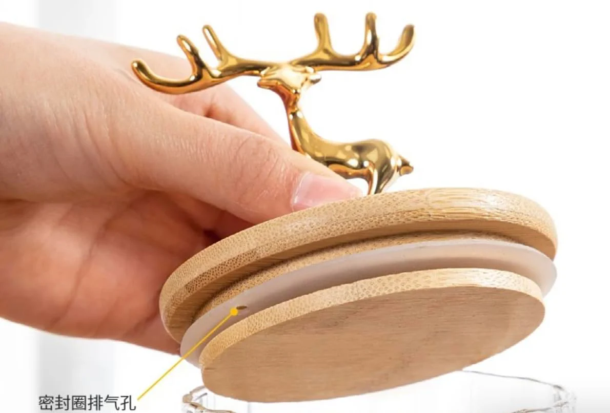 AM3753 Shine Max Glass Jar with Airtight Bamboo Deer Lid 830ml 1 Pcs (SMBJ203L1) - Image 5