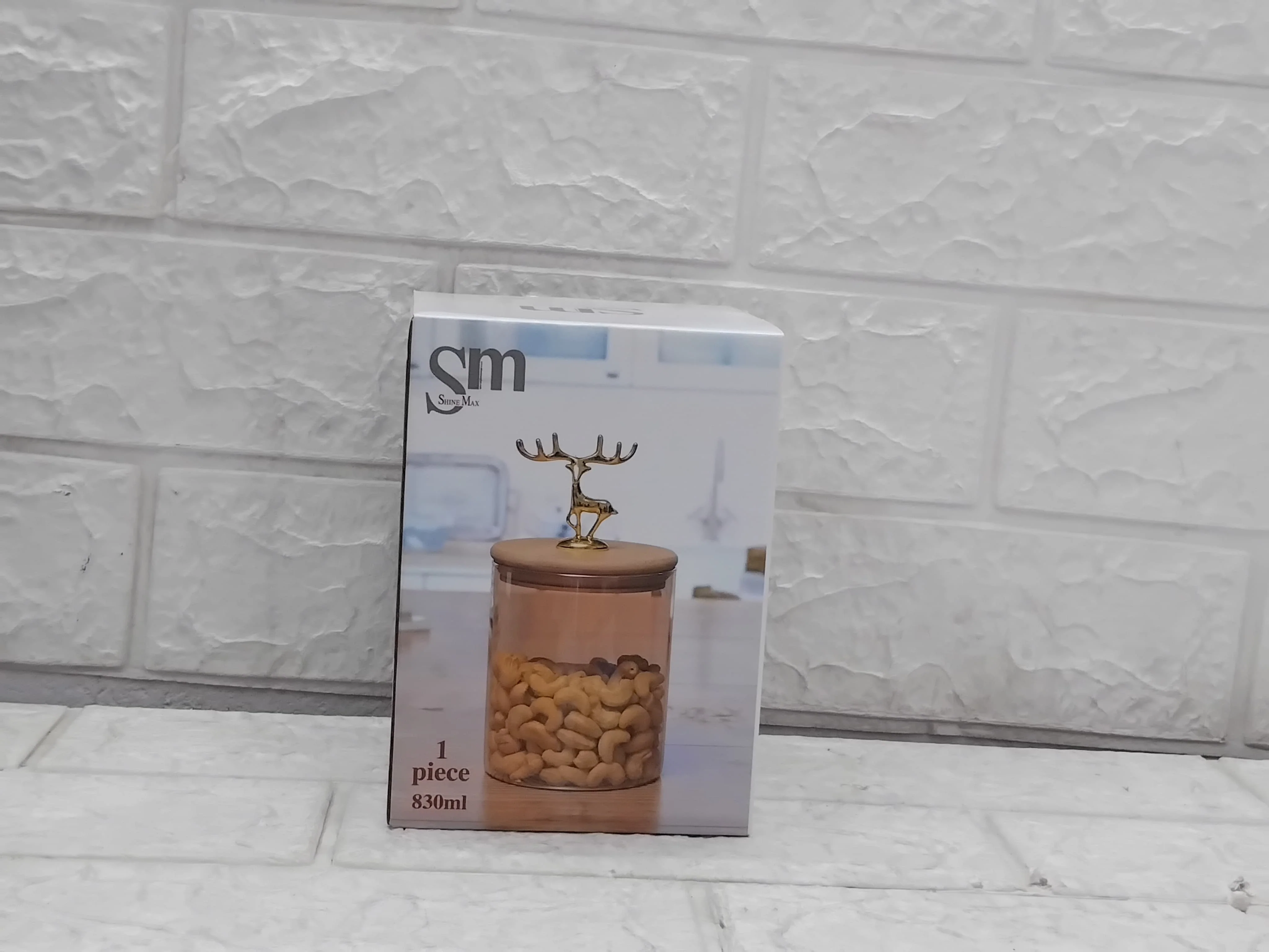 AM3753 Shine Max Glass Jar with Airtight Bamboo Deer Lid 830ml 1 Pcs (SMBJ203L1) - Image 7