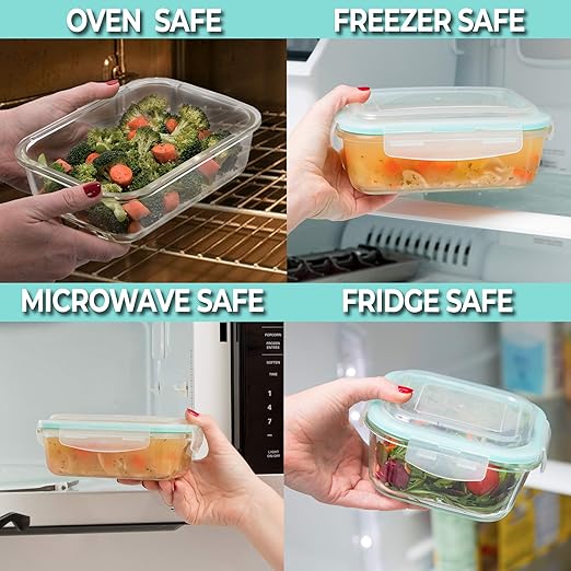 AM3761 Glass Food Storage Containers with Snap Lock Lids 1 Pcs - Image 3