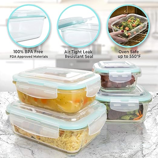 AM3761 Glass Food Storage Containers with Snap Lock Lids 1 Pcs - Image 5