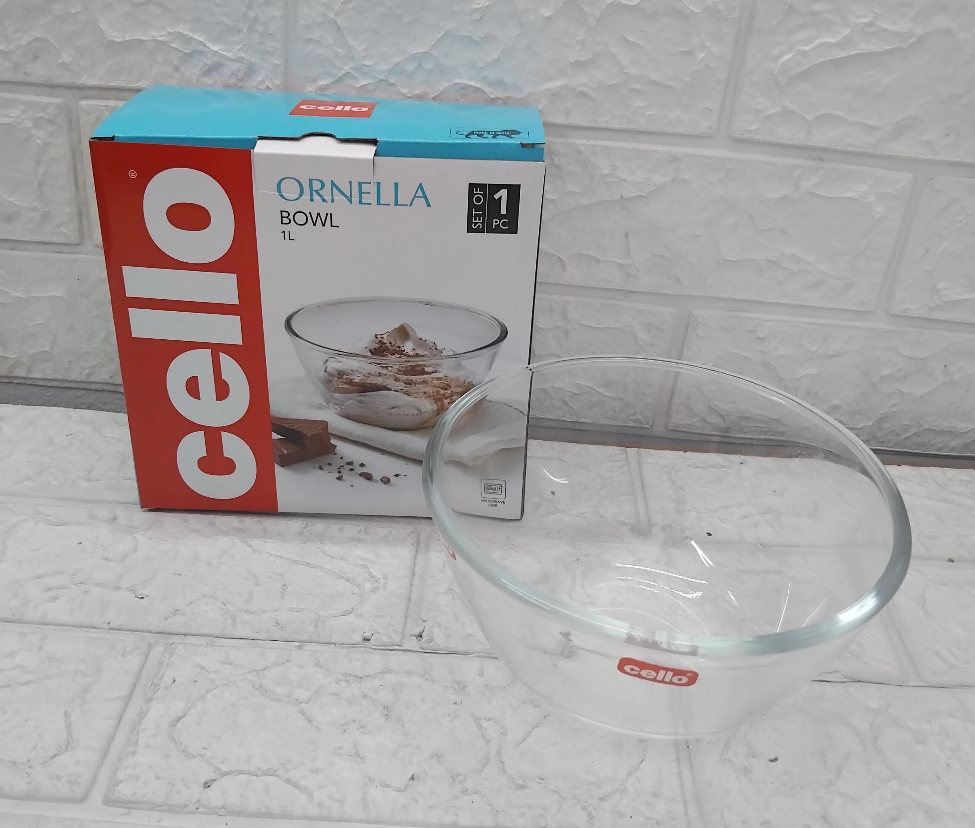 AM3784 CELLO Ornella Glass Mixing Bowl 1000ml Without Lid - Image 7
