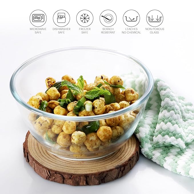 AM3784 CELLO Ornella Glass Mixing Bowl 1000ml Without Lid - Image 4
