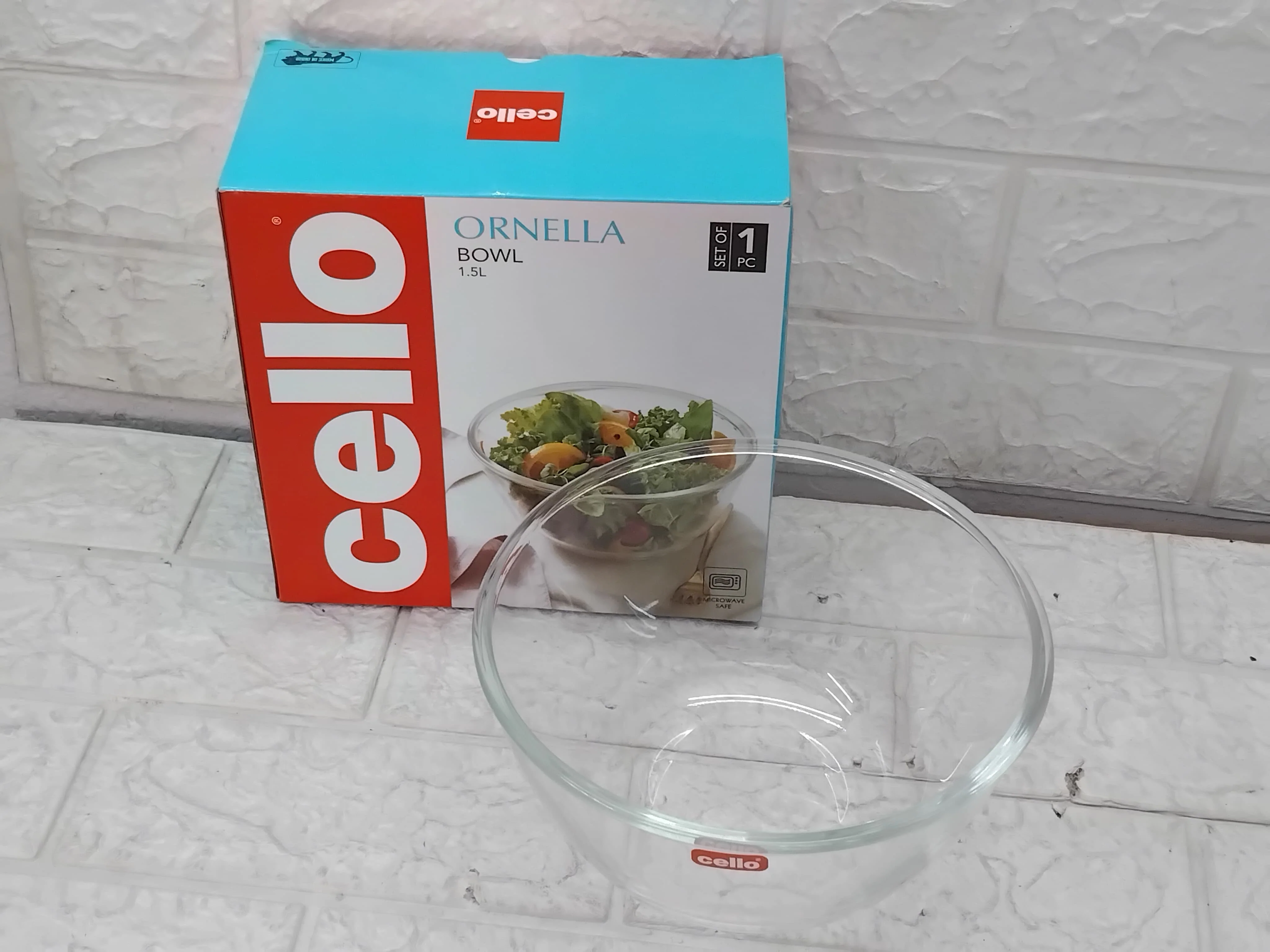 AM3785 CELLO Ornella Glass Mixing Bowl 1500ml Without Lid - Image 8