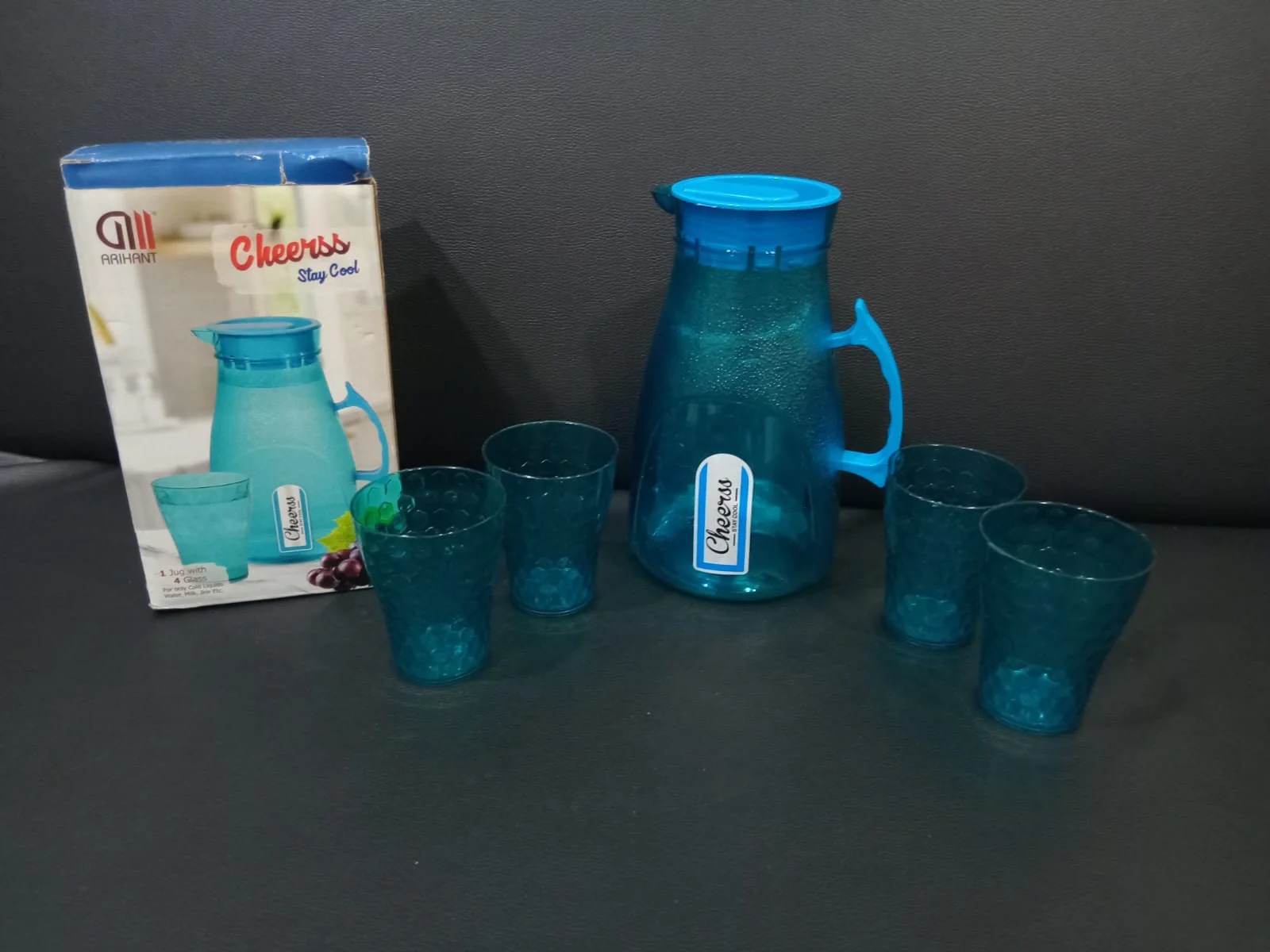 AM3808 Cheerss Wter Jug with 4 Glass (Multi colour) - Image 2