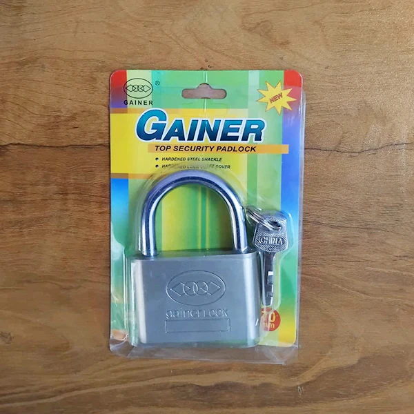 AM3861 Gainer Silver Steel Padlock with 3 Key (70 mm) - Image 3